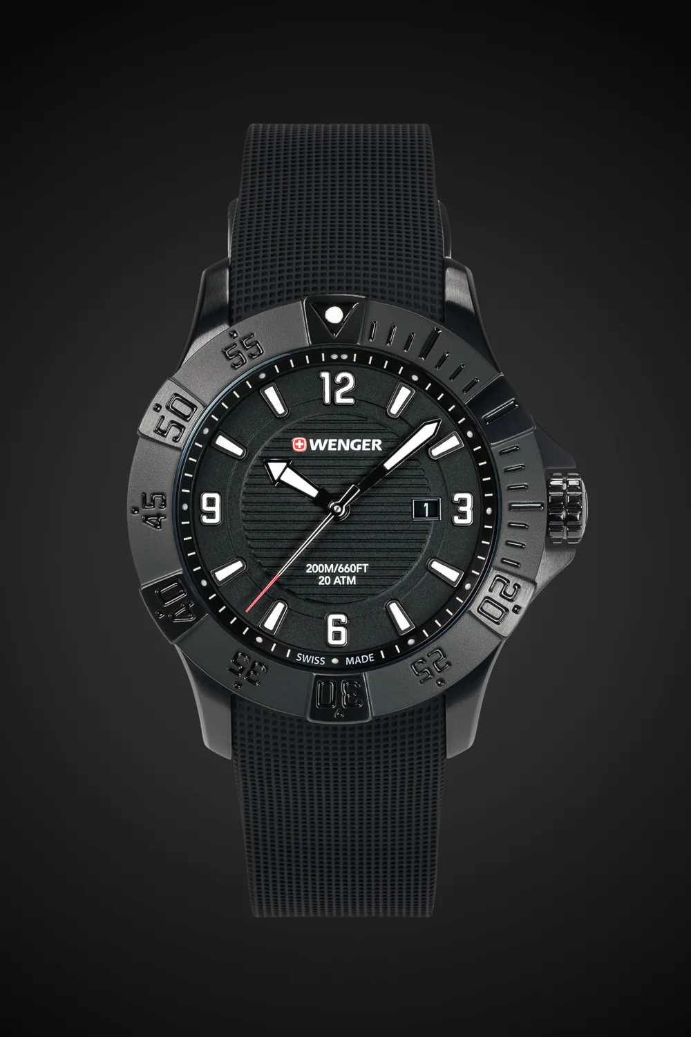 Wenger Seaforce Swiss Watch in All Black with Black Dial and Black Silicone Strap - Image 7