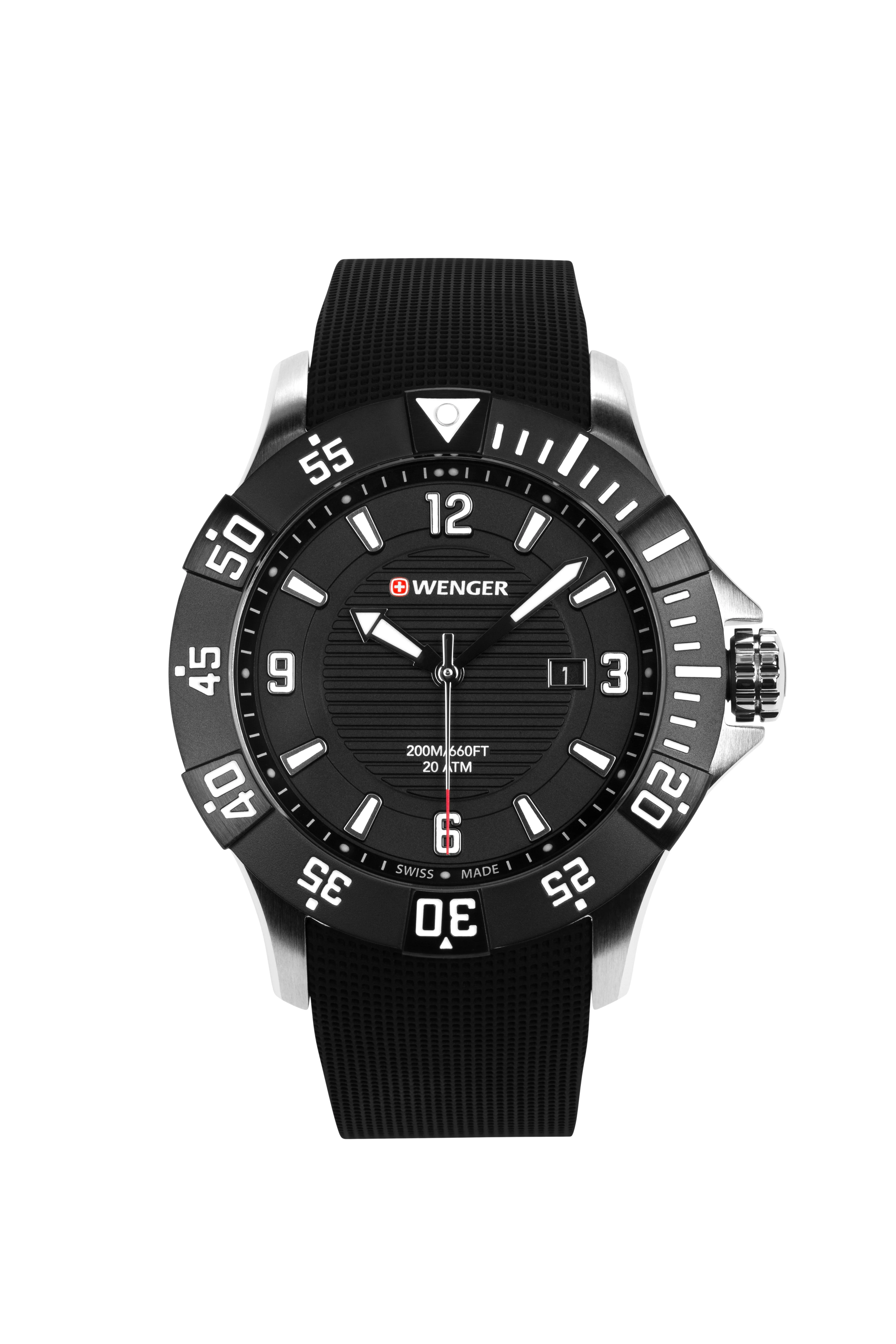 Wenger Seaforce Swiss Watch in Black with Black Dial and Black Silicone Strap - Image 3