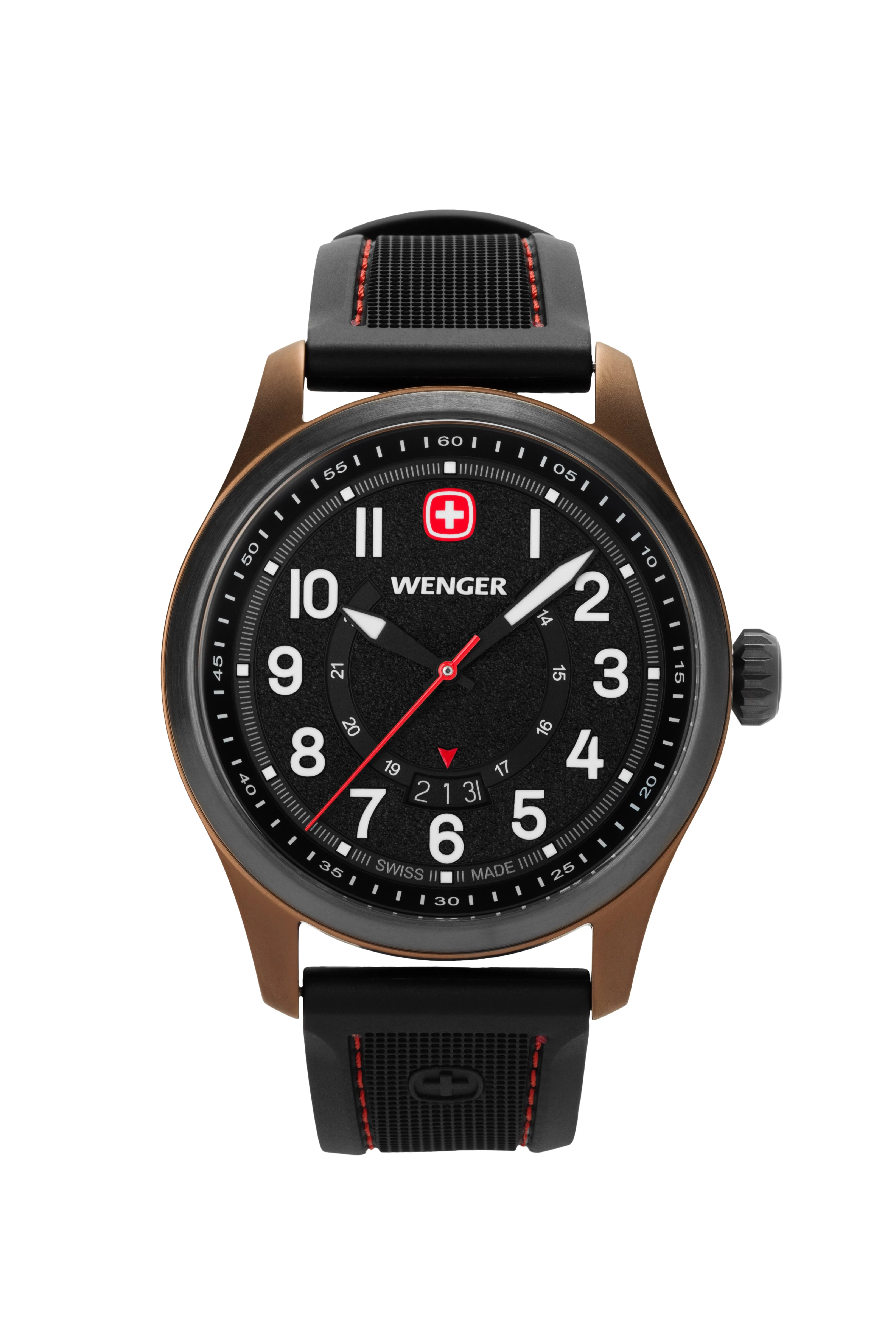 Wenger Terragraph Swiss Watch in Bronze and Black Ice with Black Dial and Black Silicone Strap - Image 4