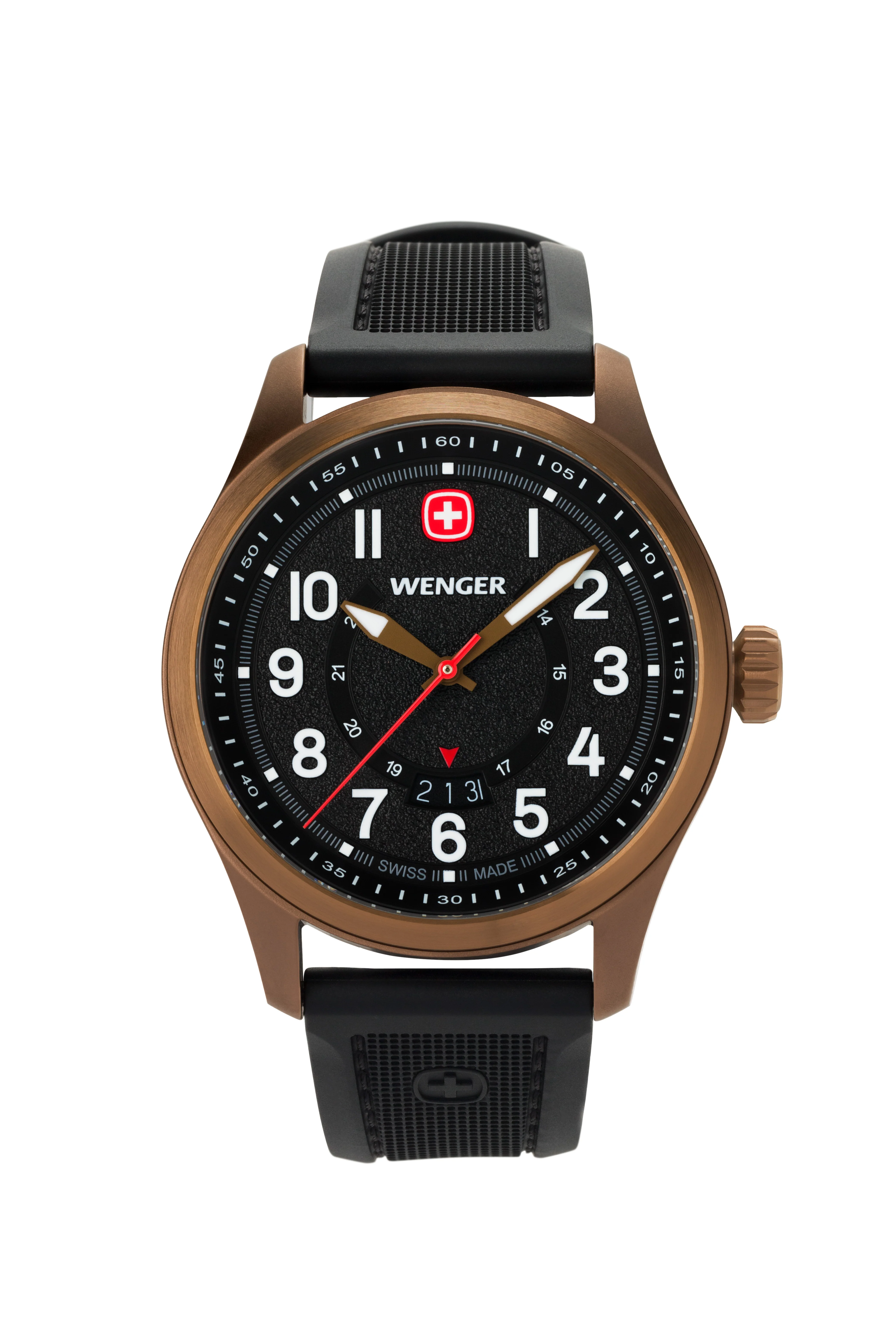 Wenger Terragraph Swiss Watch in Bronze with Black Dial and Black Silicone Strap - Image 4